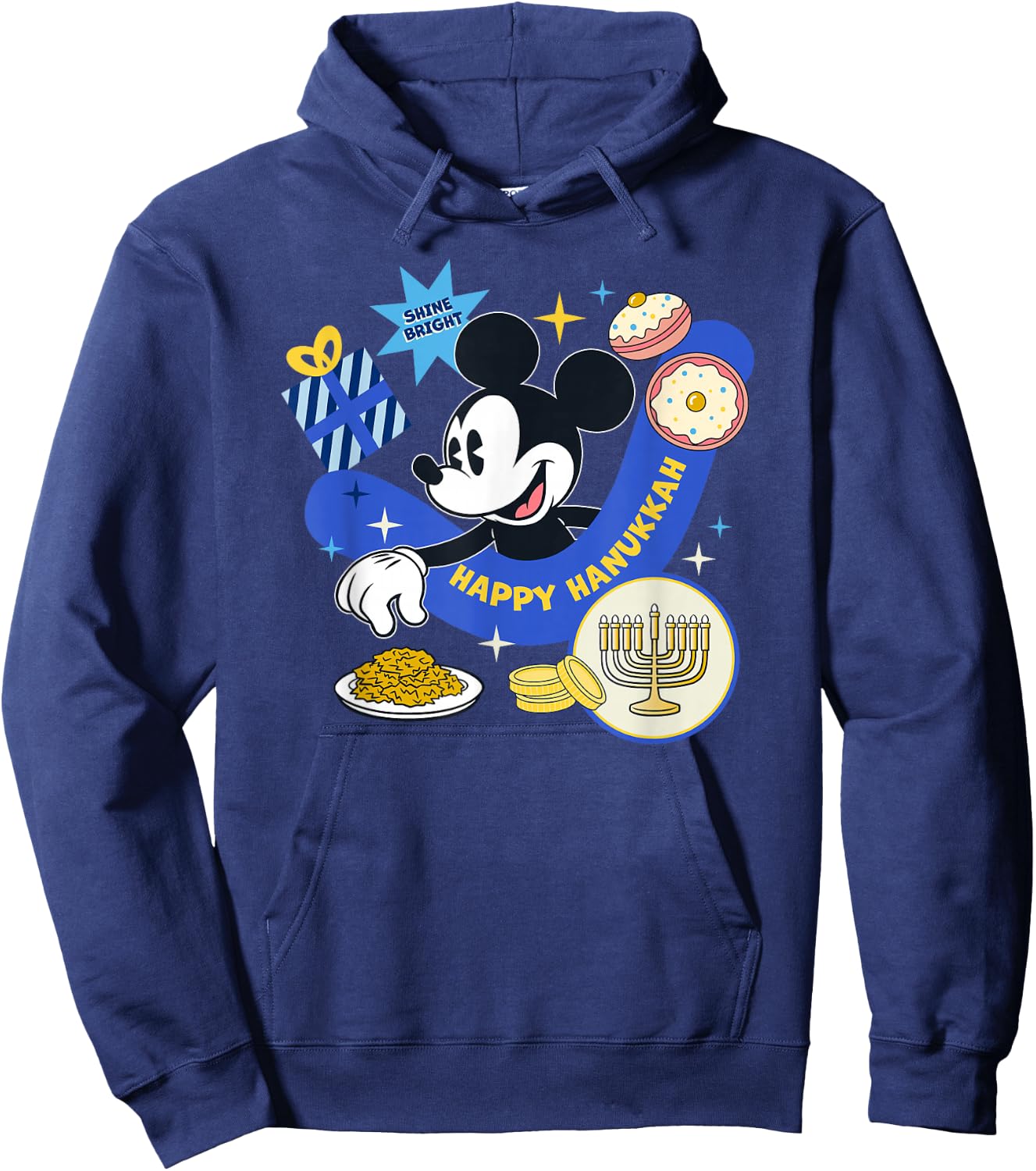 Disney Mickey Mouse Holiday Happy Hanukkah Shine Bright Hoodie - Hoodie | Navy