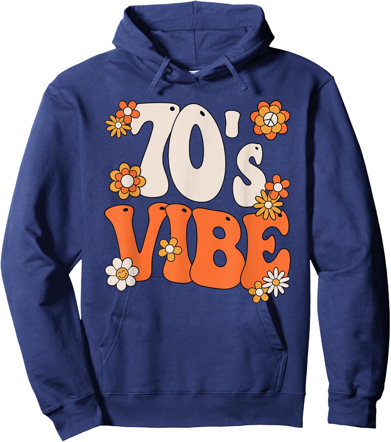 70s Vibe Costume 70s Party Outfit Groovy Hippie Peace Retro , black Hoodie - Hoodie | Navy