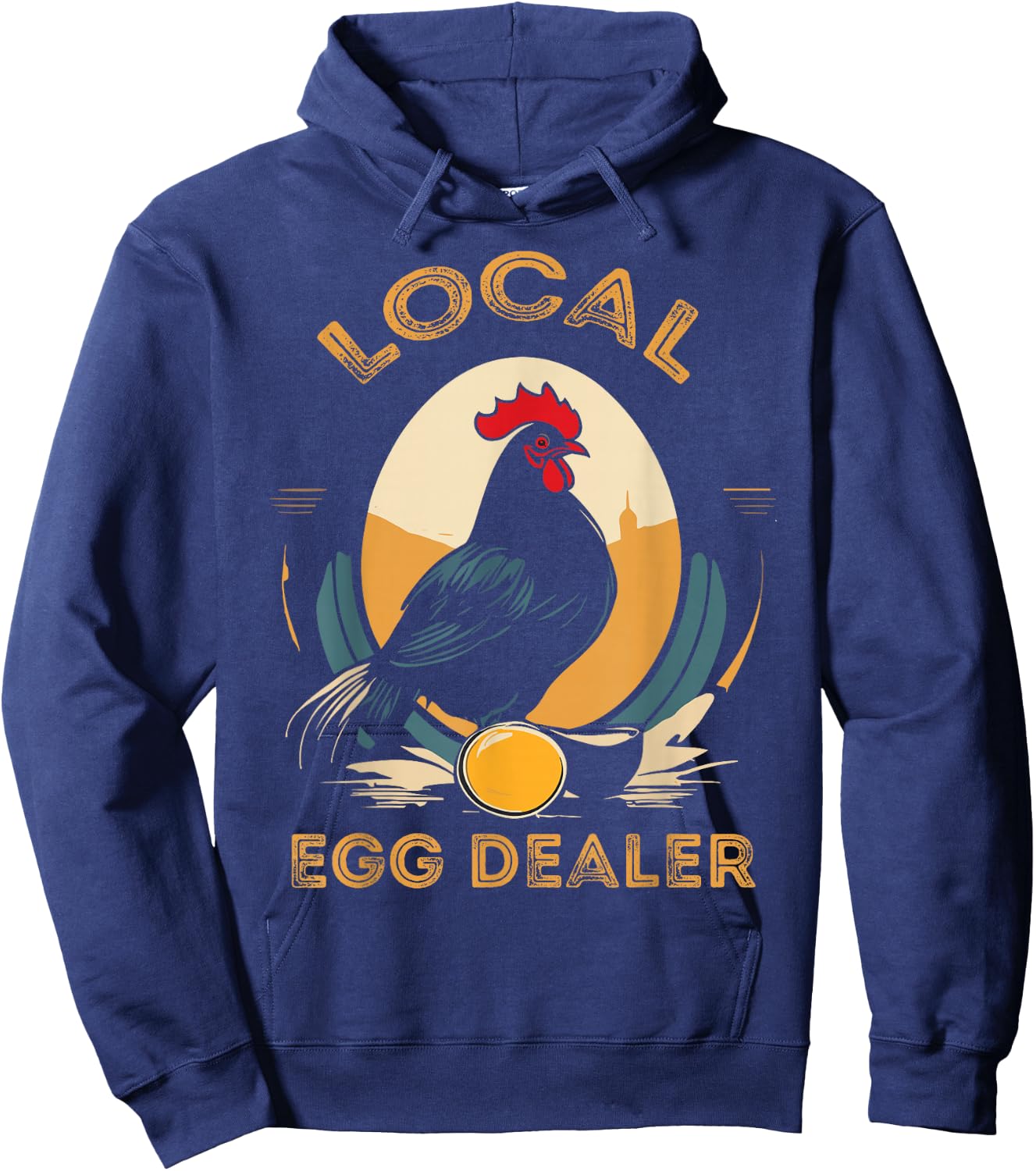 Local Egg Dealer Funny Bleached Chicken Lover Farm Farmer Hoodie - Hoodie | Navy