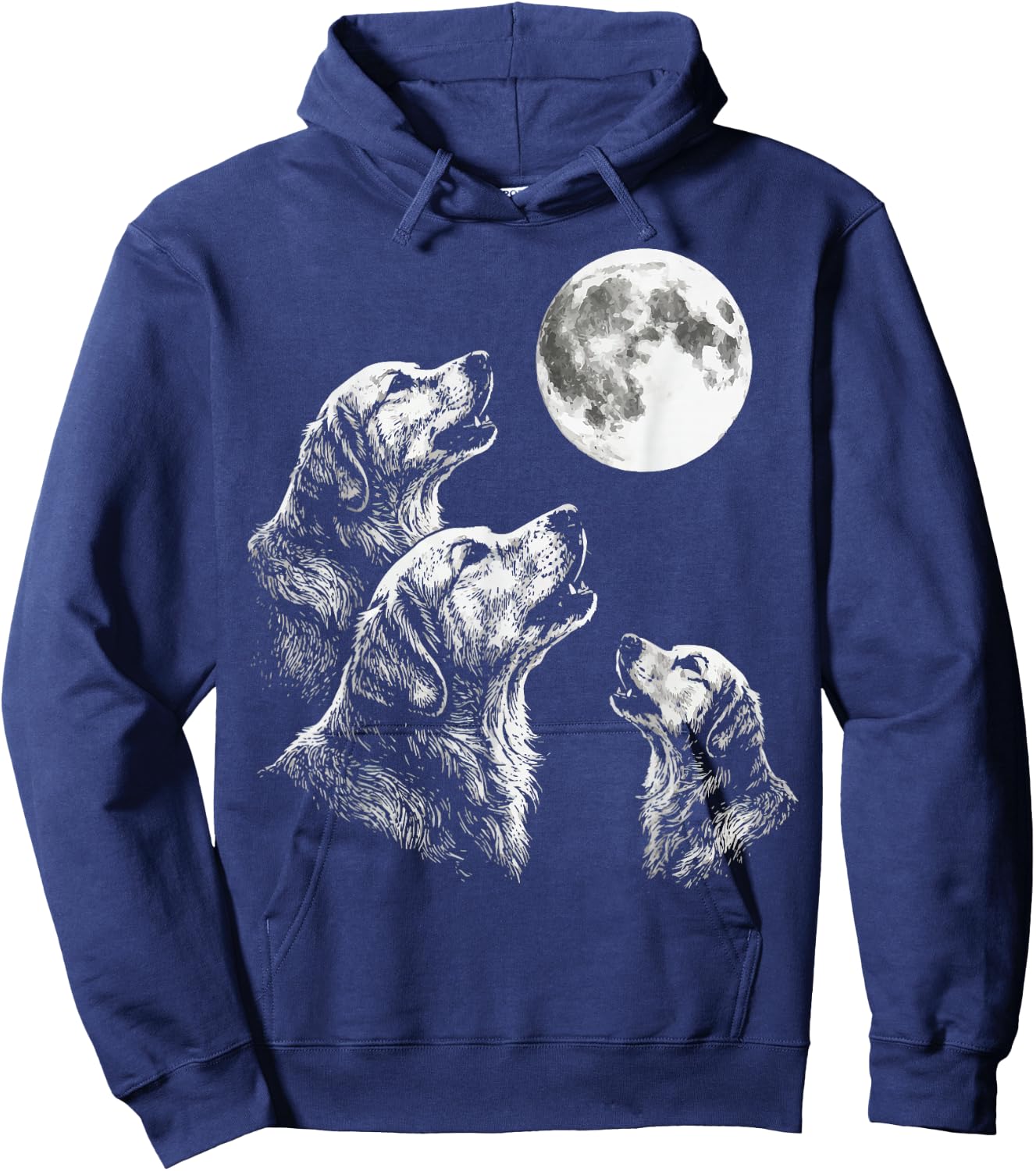 Golden Retriever Howling At Moon Hoodie - Hoodie | Navy