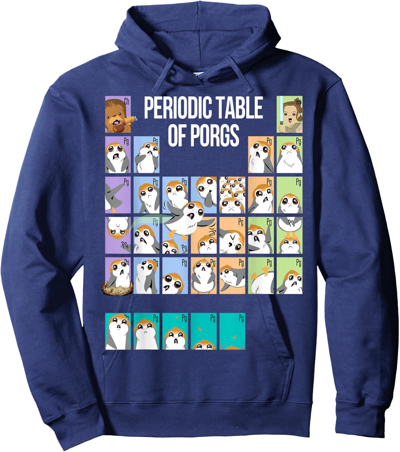 Star Wars Periodic Table Of Porgs Cute Group Shot Hoodie - Hoodie | Navy