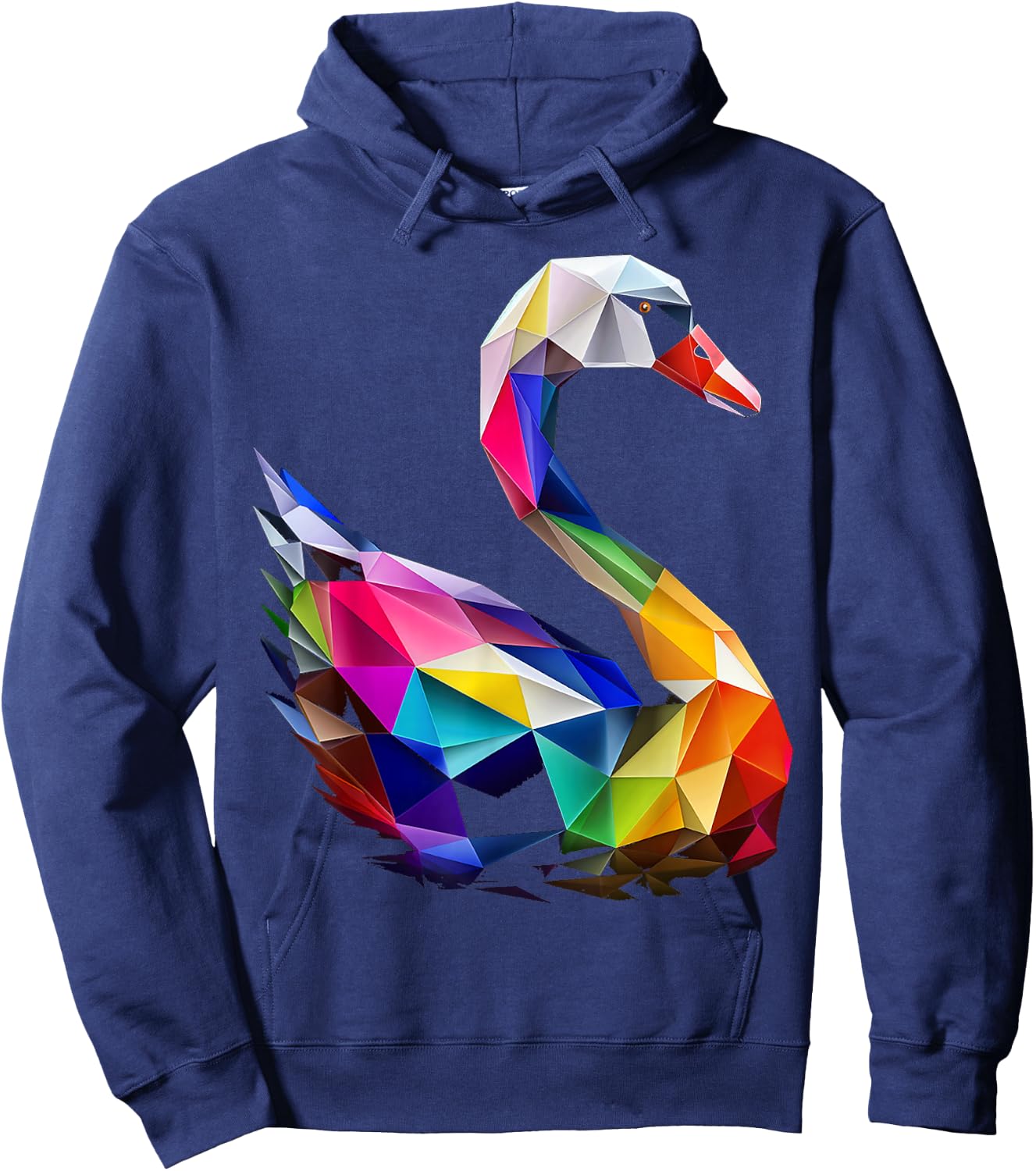 Schwan Bunte Vogelkunst Tier Polygon Grafik Schwan Hoodie - Hoodie | Navy