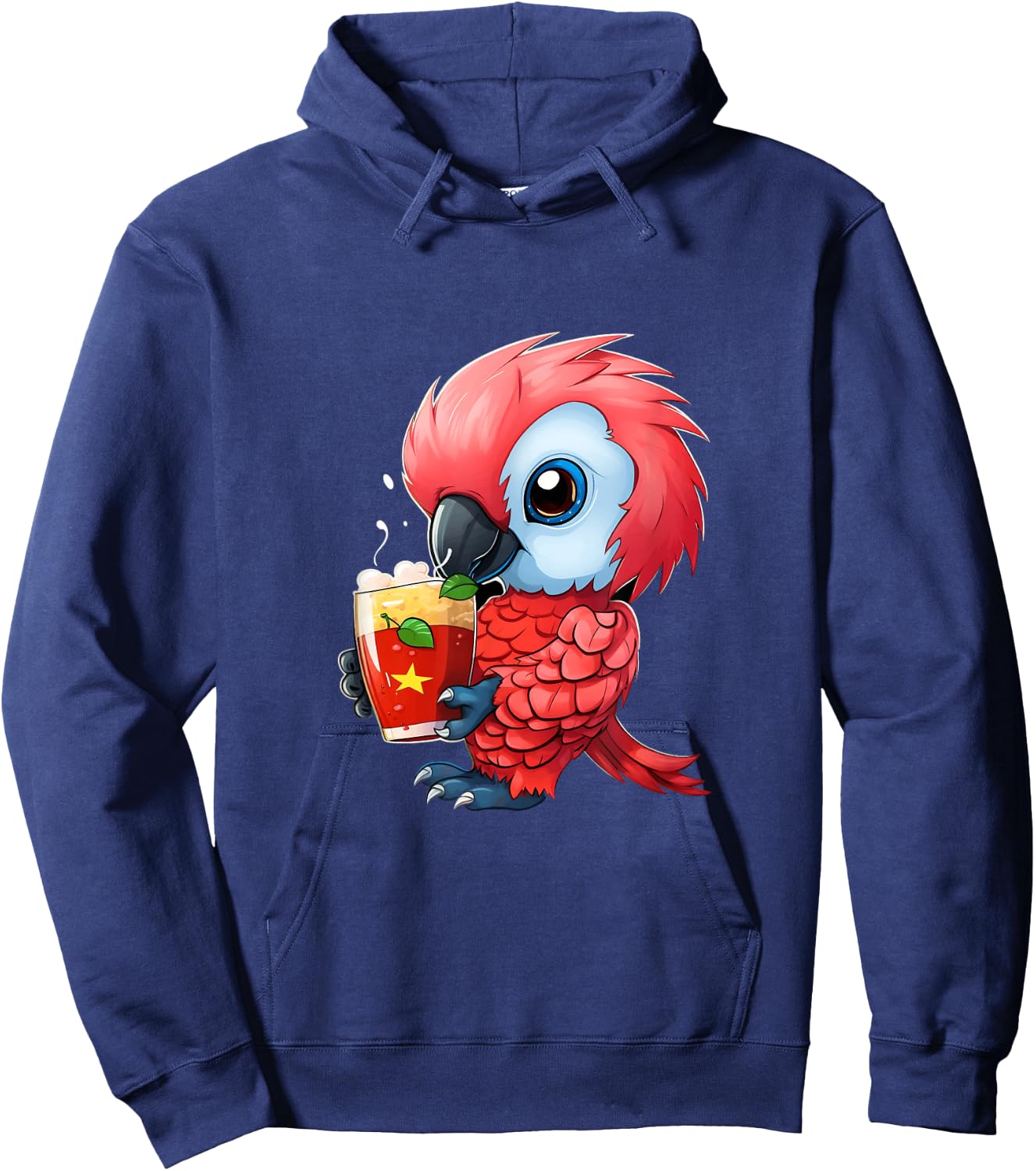Parrot Strawberry Milk Drinking Parrot Bird Lover Hoodie - Hoodie | Navy