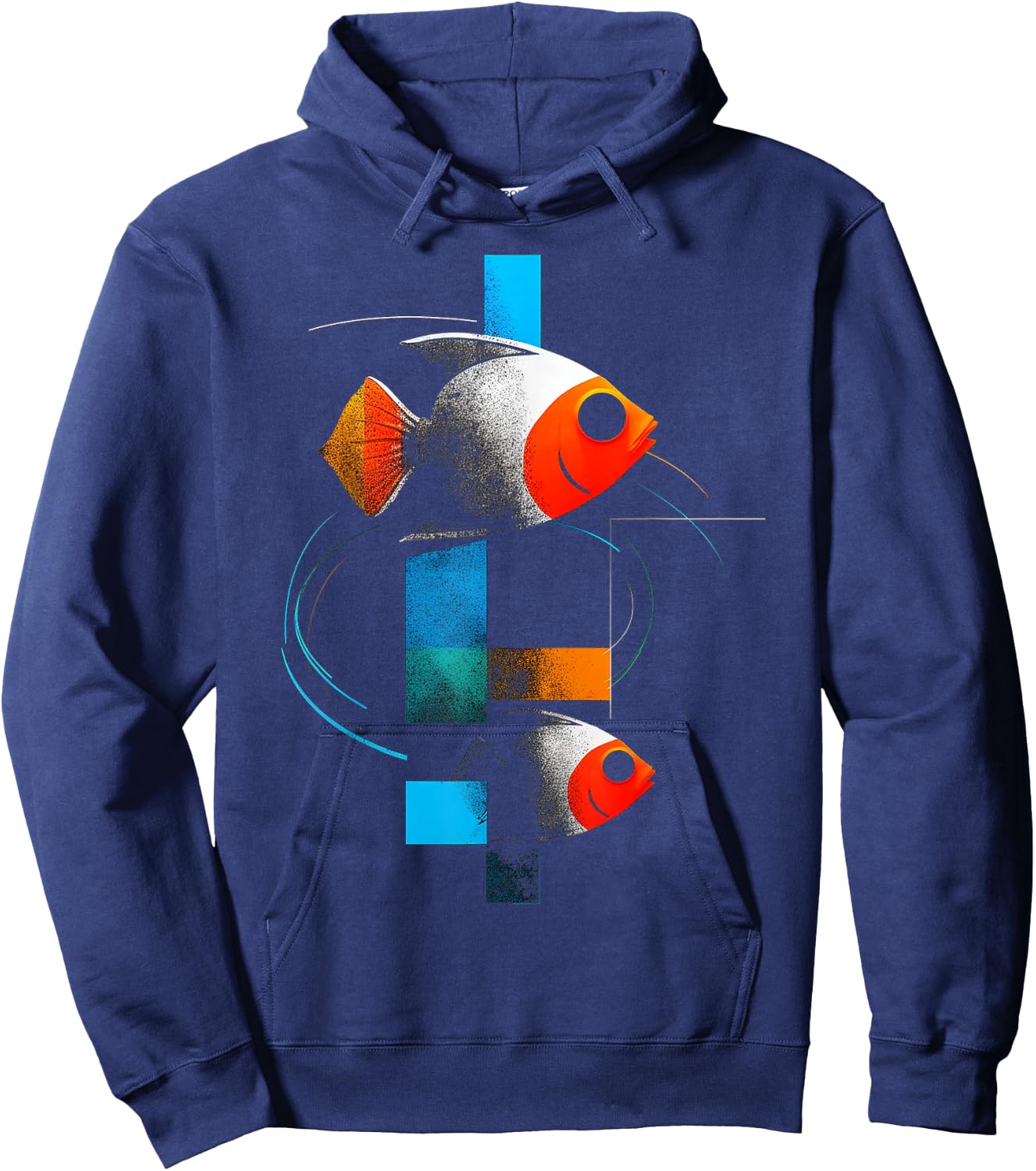 @n!mal - Fische, geometrisch, abstrakt, bunt, Tierkunst, Grafik Schwarz Kinder & Erwachsene Kurzarm Klassisch Graphic Hoodie - Hoodie | Navy