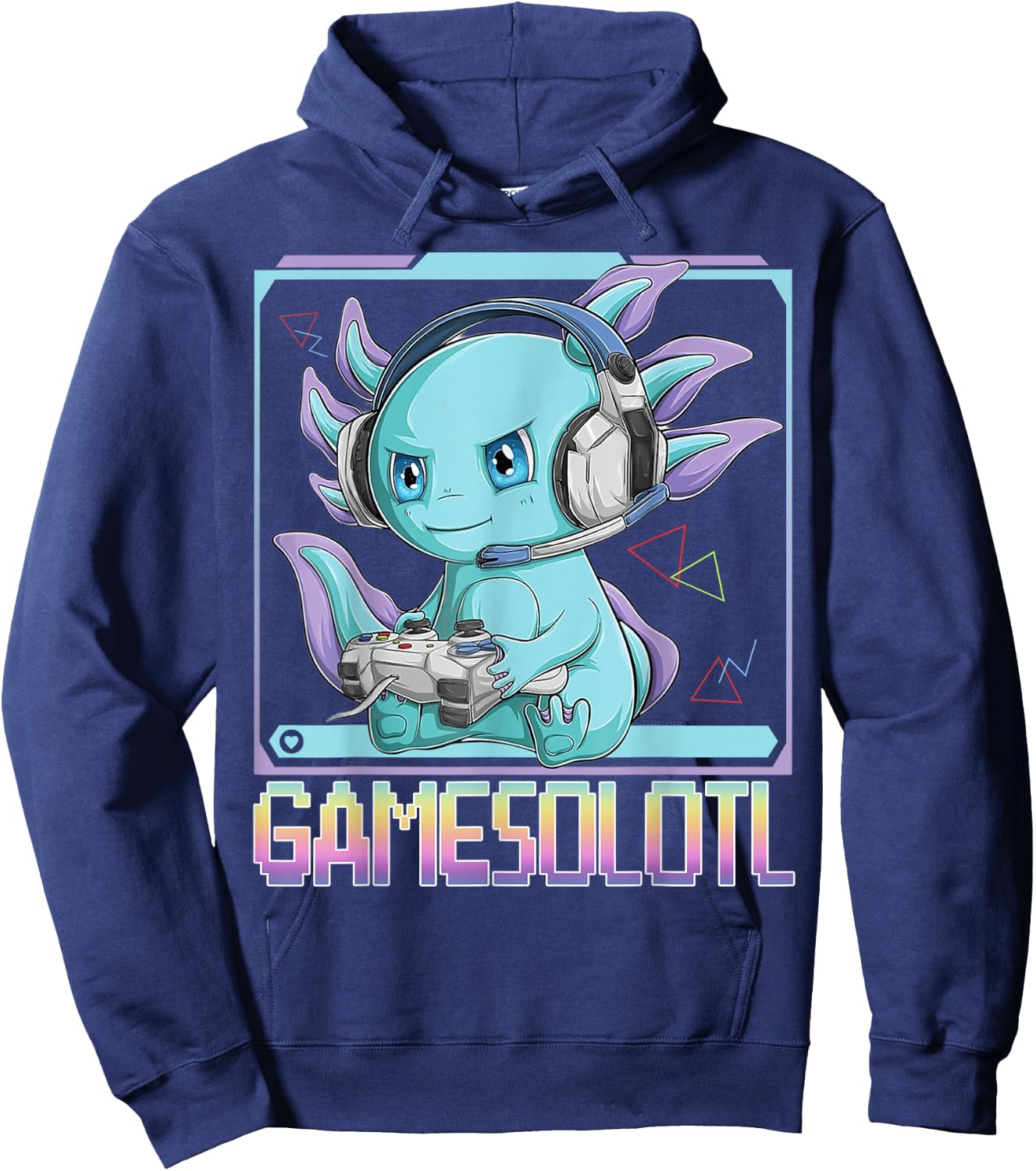 Gamesolotl Gamer Kawaii Axolotl Fish Playing Video Games Hoodie - Hoodie | Navy