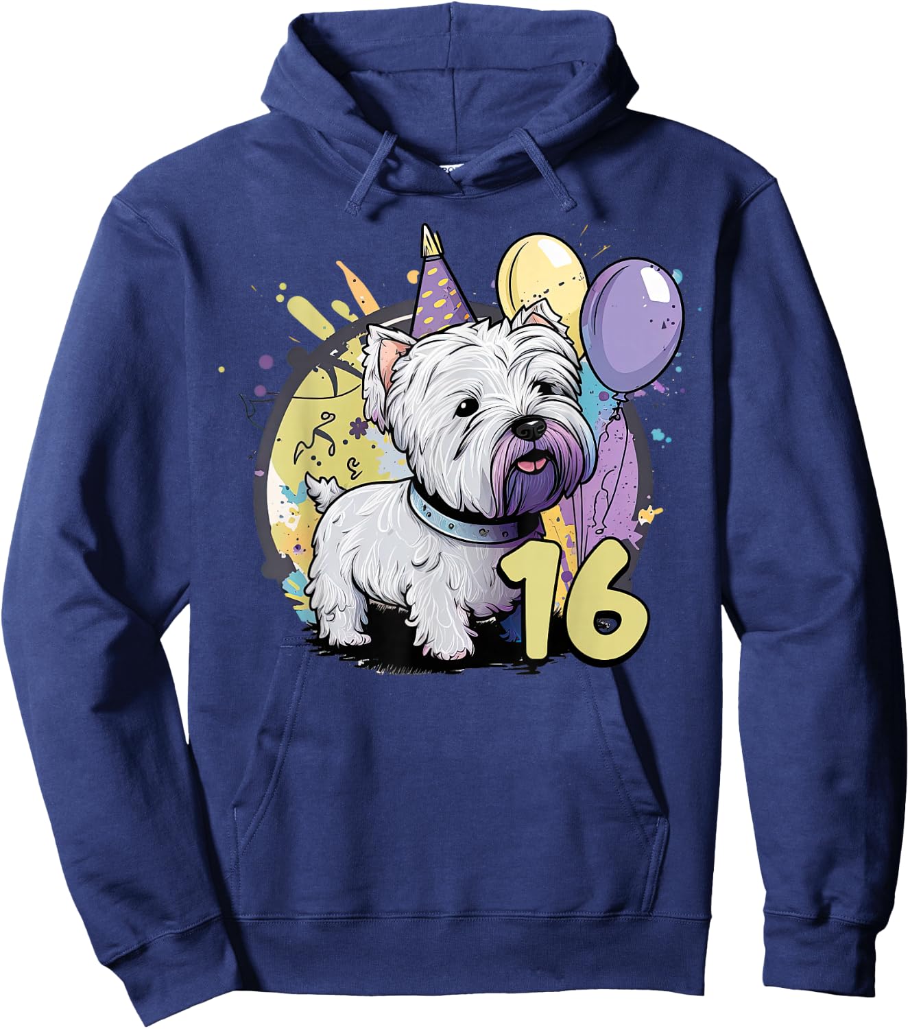 West Highland Terrier Dog 16th Birthday Party 16 Year Old Hoodie - Hoodie | Navy