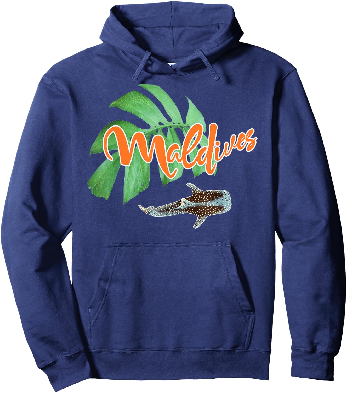 Maldives Whale Shark Monstera Vacation Travel Souvenir Gift Hoodie - Hoodie | Navy