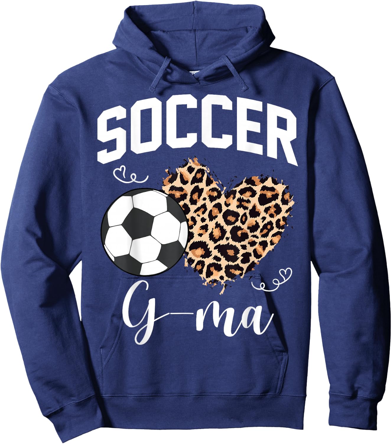 Soccer G-Ma Heart Leopard Mom Grandma Matching Family Hoodie - Hoodie | Navy