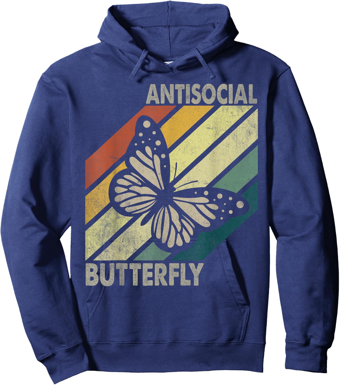 Vintage Antisocial Butterfly Women Gift Hoodie - Hoodie | Navy