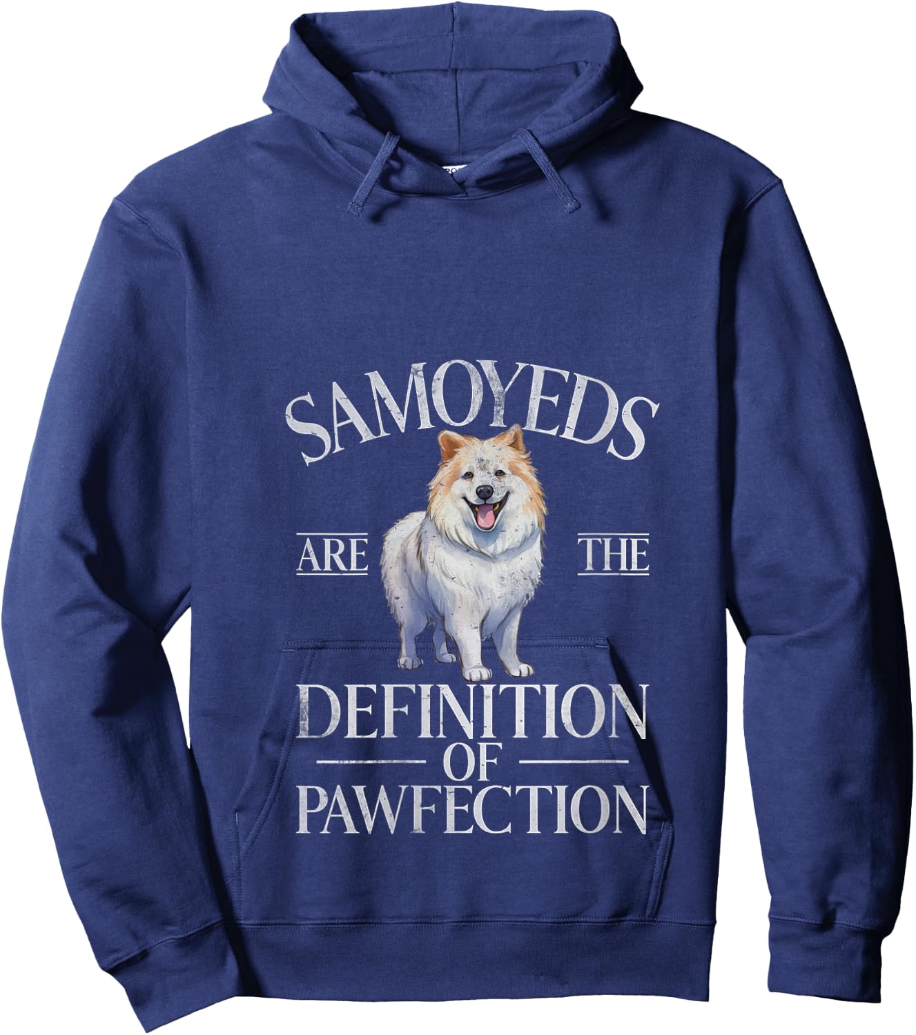 Samoyeds are the Definition of Pawfection Samoyed V-Neck Hoodie - Hoodie | Navy
