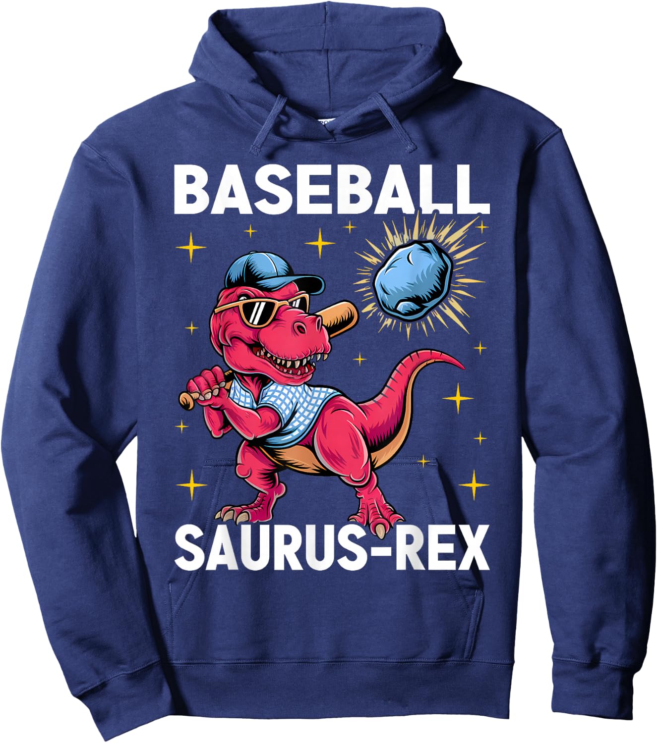 Baseballsaurus T-Rex Dinosaur Playing Baseball Dino Sports Hoodie - Hoodie | Navy
