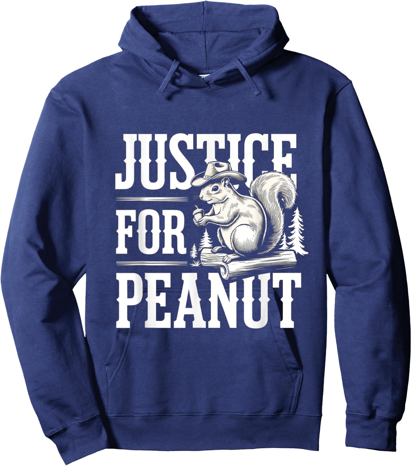Justice For Peanut The Squirrel - Cute Squirrel Cowboy Hat Hoodie - Hoodie | Navy