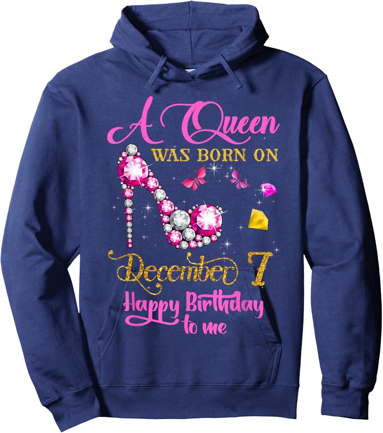 A Queen Was Born on December 7, 7th December Birthday Hoodie - Hoodie | Navy