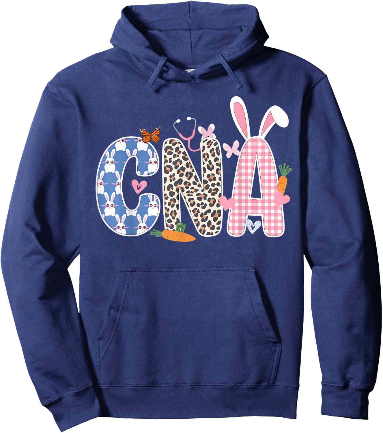 CNA Bunny Women Easter Day for Nurses & Easter Lovers Women Hoodie - Hoodie | Navy