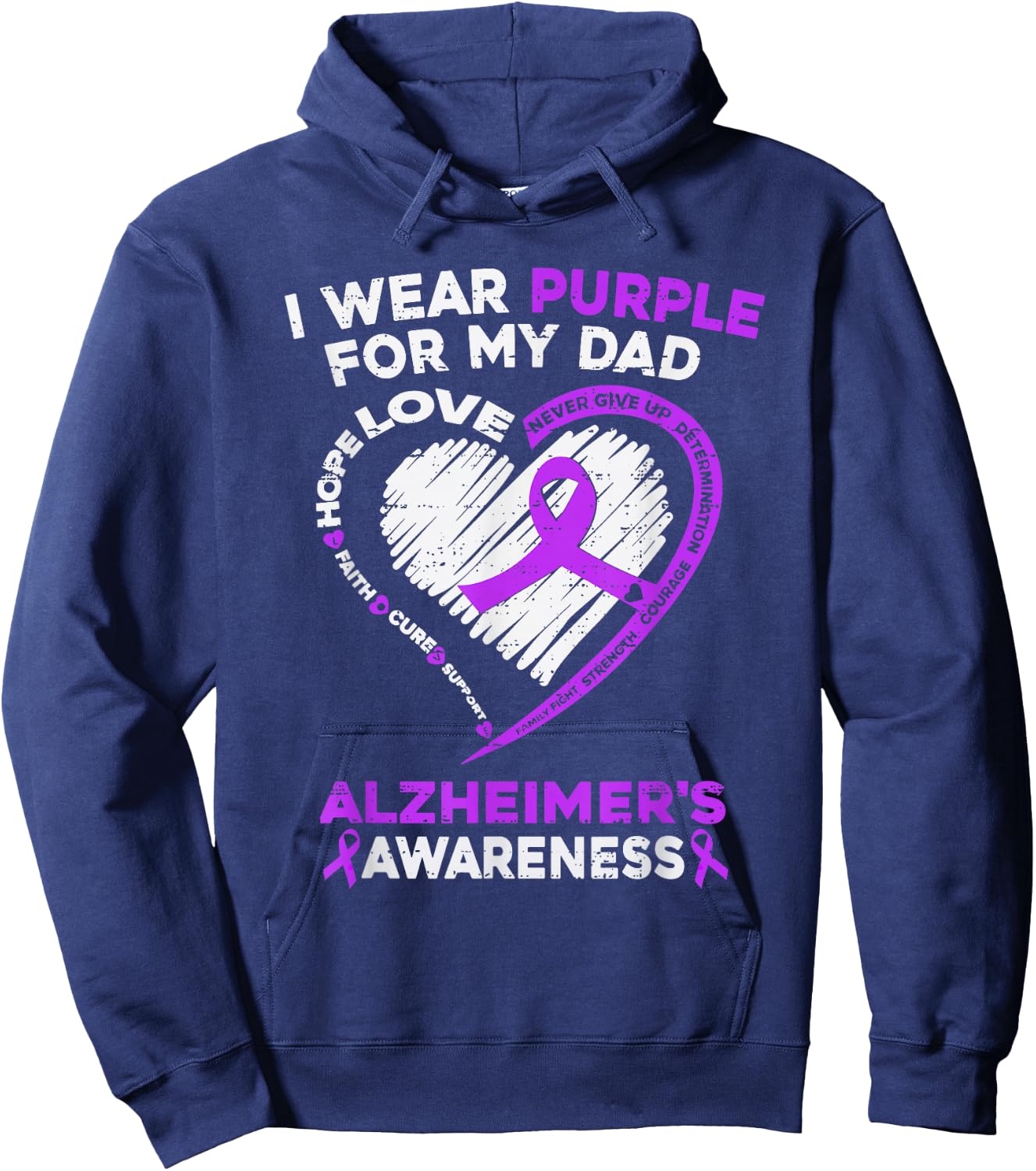 I Wear Purple For Dad Alzheimer's Awareness Dementia Father Hoodie - Hoodie | Navy
