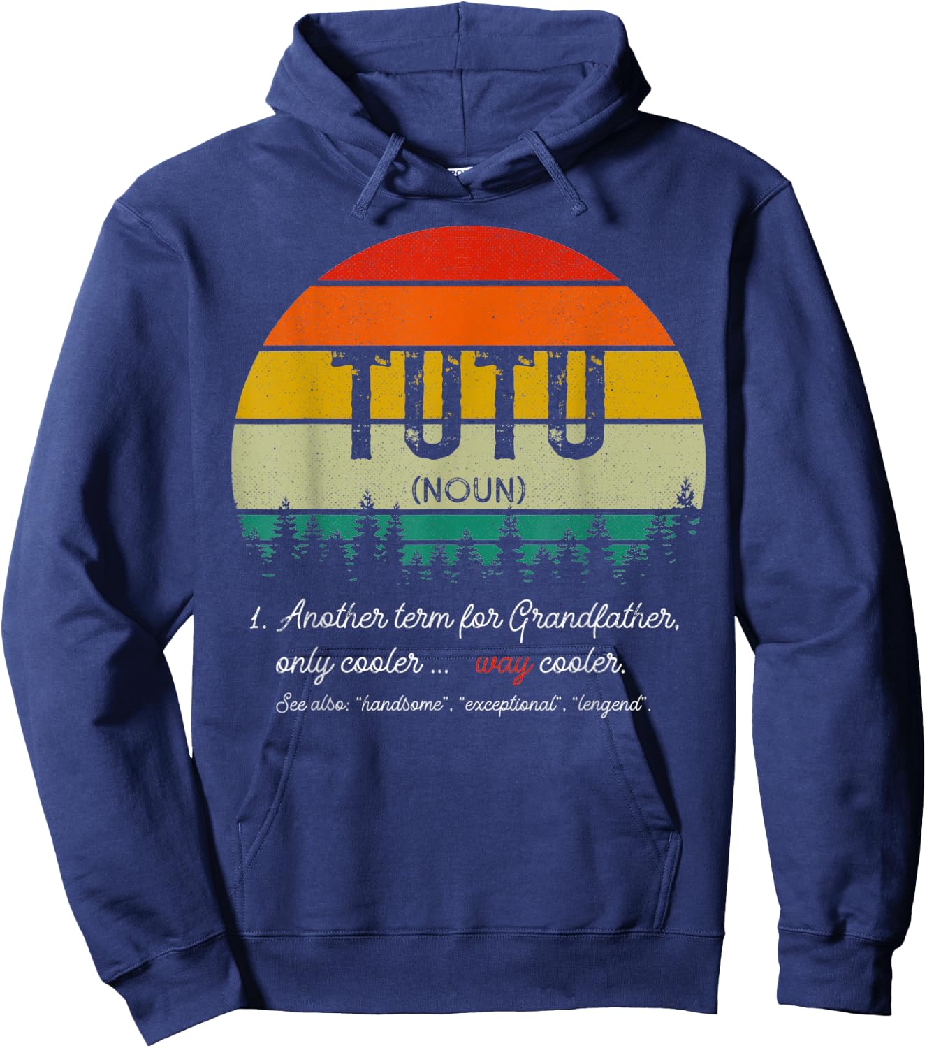 Vintage Tutu Definition Grandpa Fathers Day Retro Hoodie - Hoodie | Navy