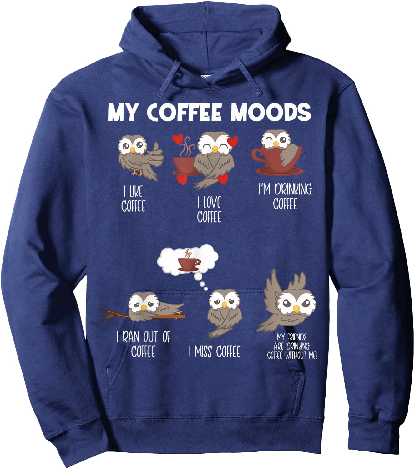 Owl shirt - Gift owl lovers and coffee drinkers Hoodie - Hoodie | Navy