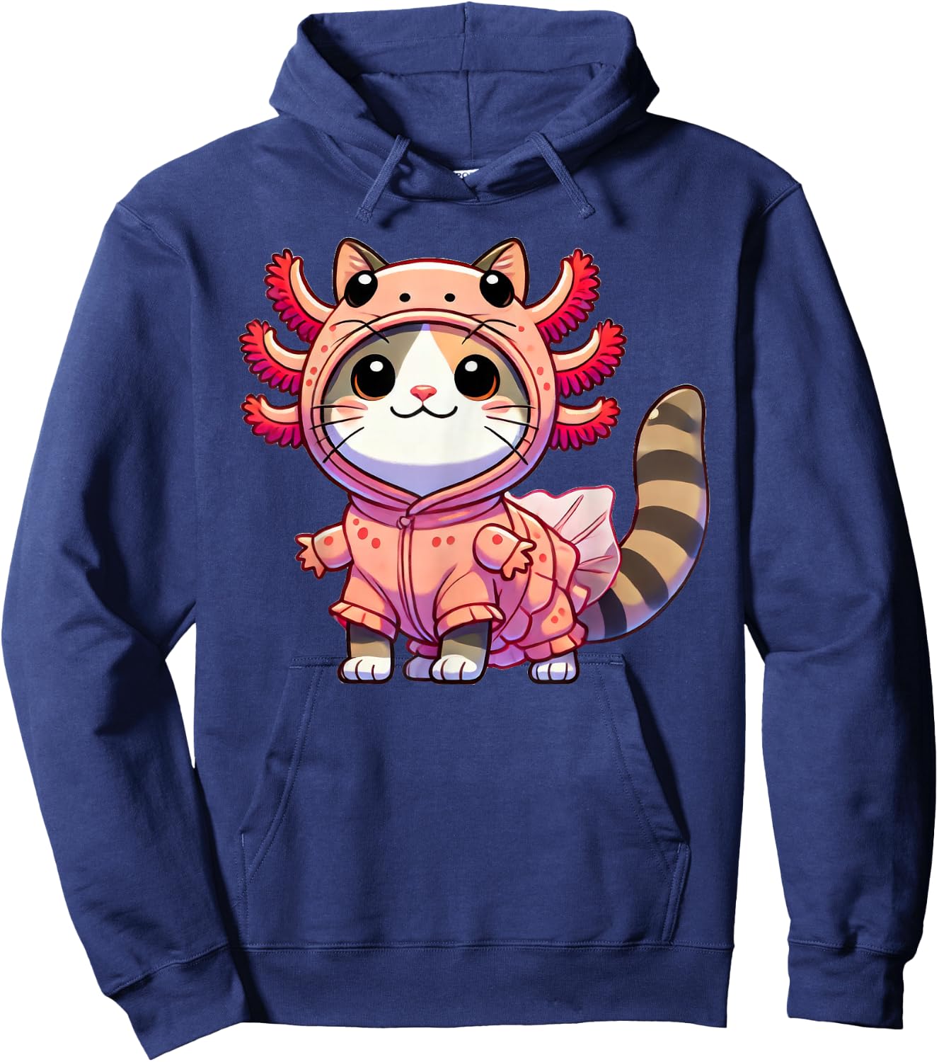 Kawaii Cat Kitten Axolotl Costume Women Kids Hoodie - Hoodie | Navy