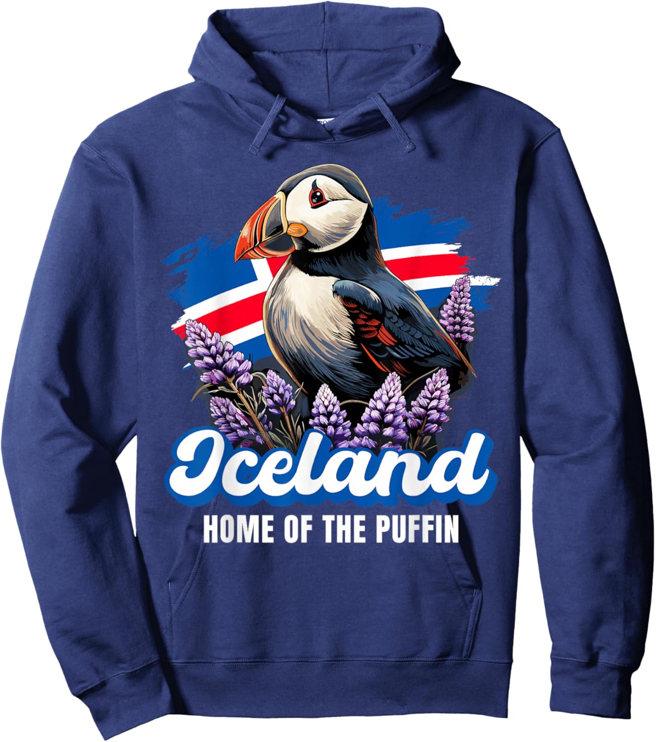 Iceland Iceland Iceland Flag Puffin , black Hoodie - Hoodie | Navy