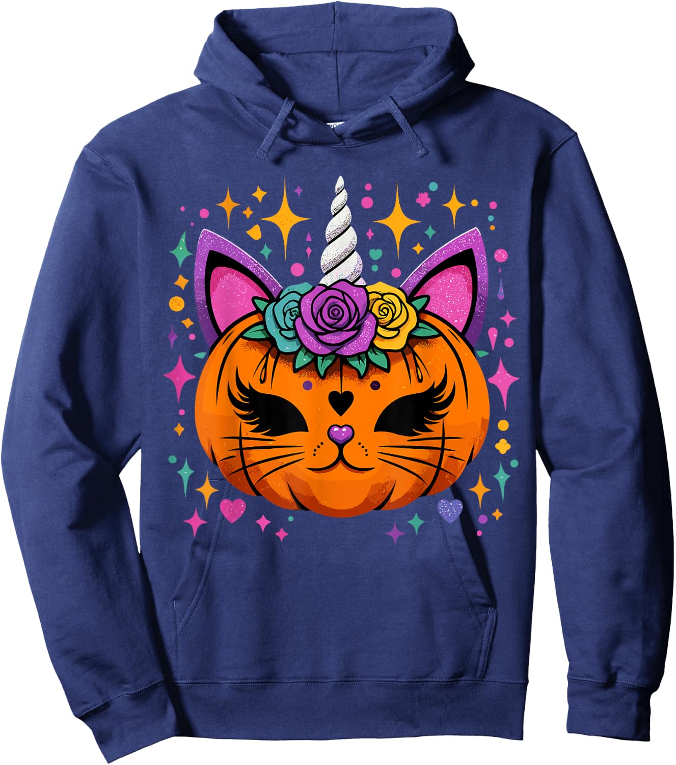 Unicorn Pumpkin Girls Halloween Costume Hoodie - Hoodie | Navy