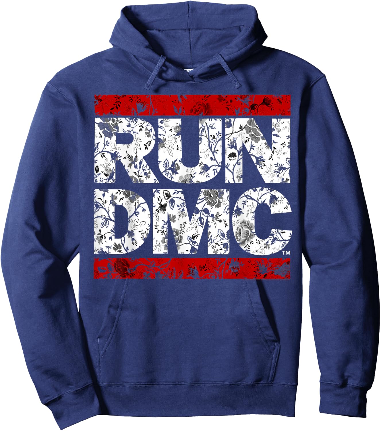 Run DMC Official Floral Red Logo , black Hoodie - Hoodie | Navy