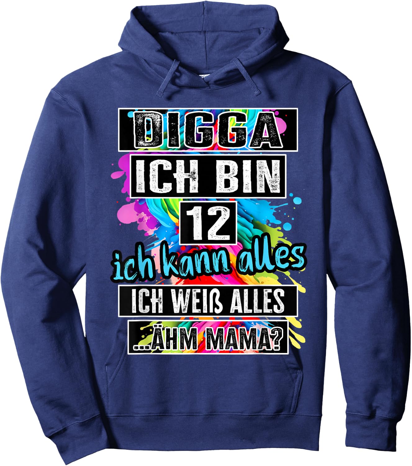 12th Birthday Girl Boy Digga I Am 12 Years , black Hoodie - Hoodie | Navy