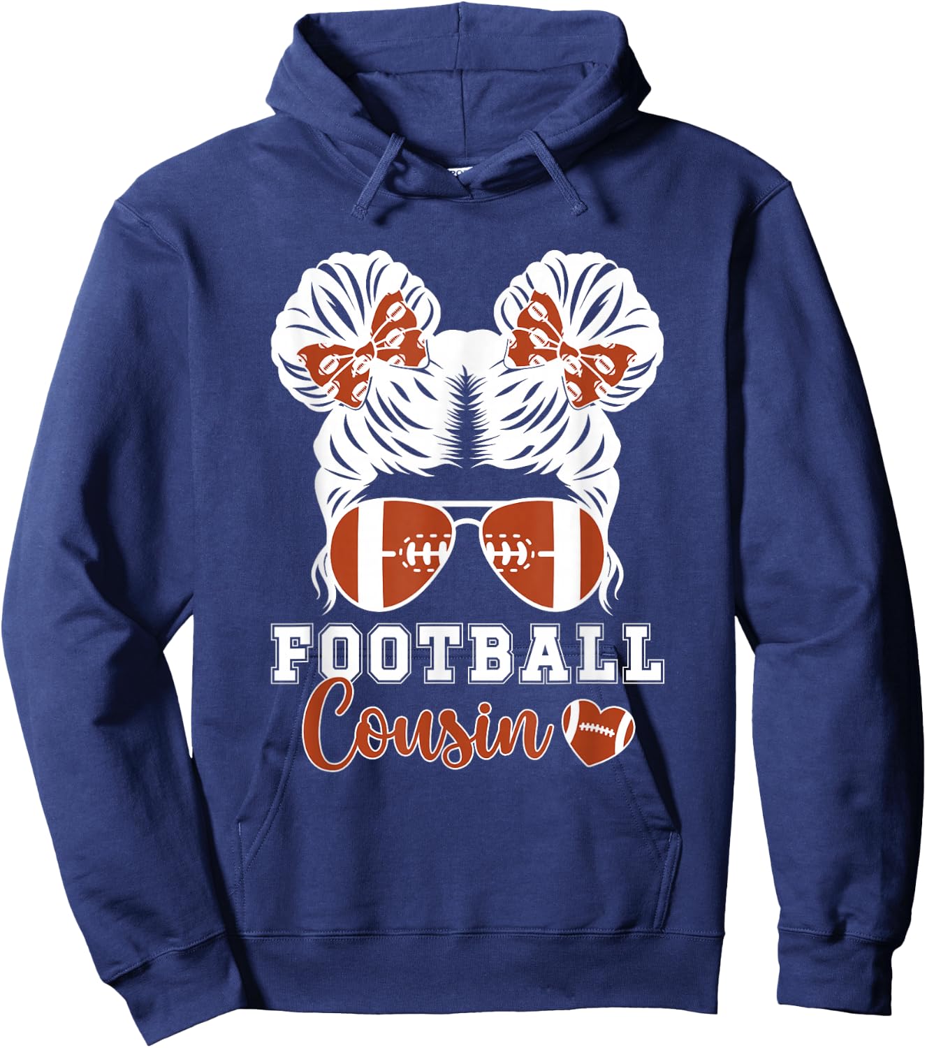 Football Cousin Of A Football Player Cousin Messy Bun Hoodie - Hoodie | Navy