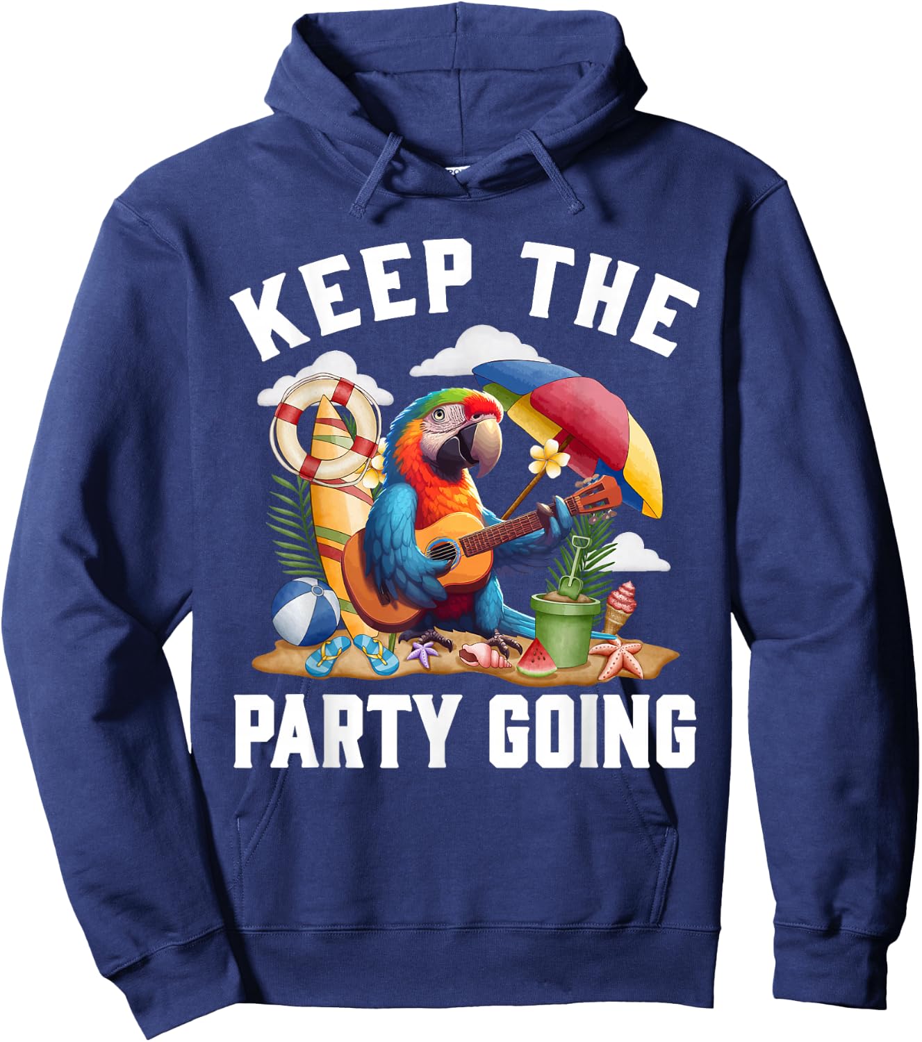 Keep the Party Going Funny Parrot Tribute , Small, Black Hoodie - Hoodie | Navy