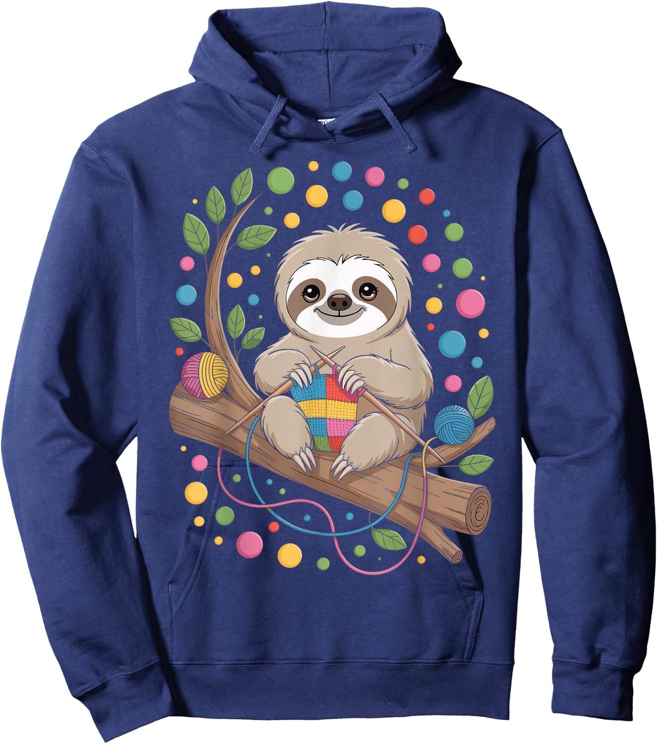 Sloth Knitting Hoodie - Hoodie | Navy