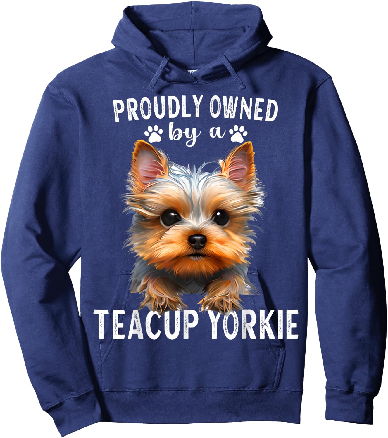 Teacup Yorkie Dad Collar Small Yorkshire Terrier Teacup Hoodie - Hoodie | Navy