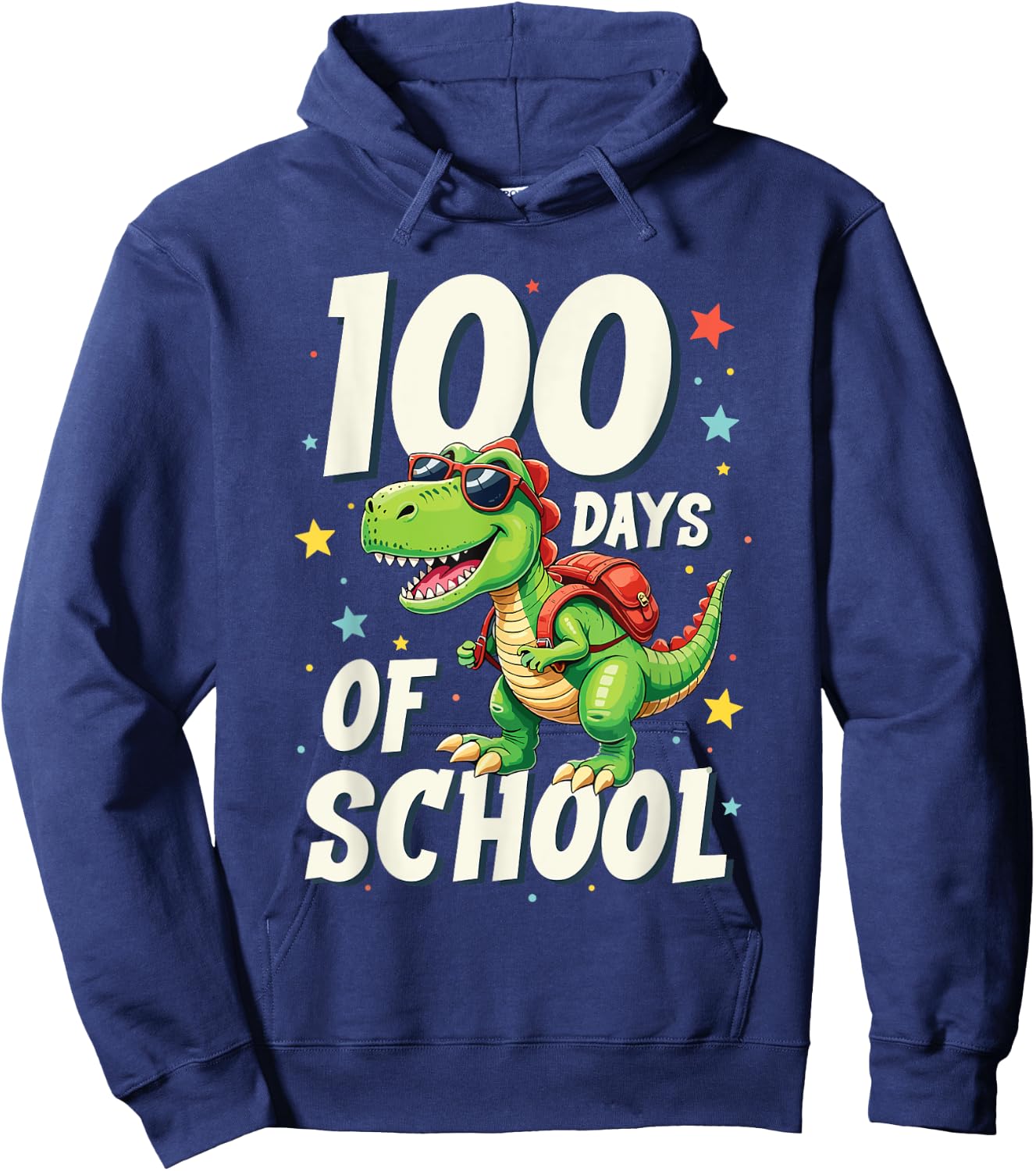 Trex Dino Kids Toddler Boys 100 Days Of School Dinosaur Hoodie - Hoodie | Navy