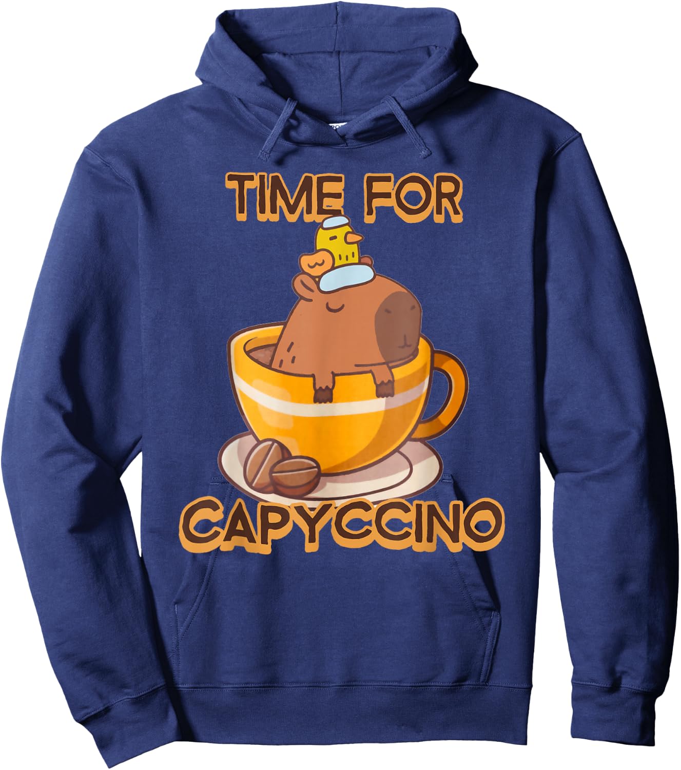 Time For Capyccino Funny Capybara Duck Coffee Rodent Lover Hoodie - Hoodie | Navy