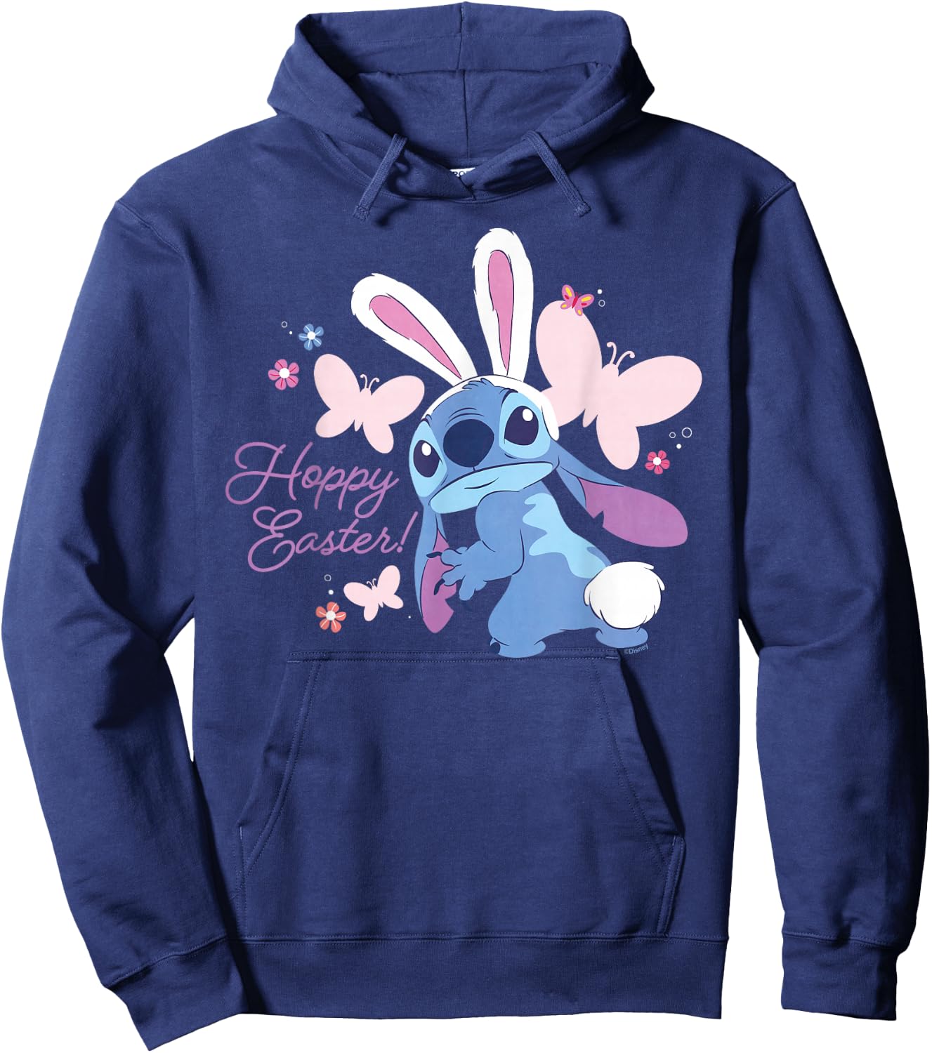 Disney Lilo & Stitch Hoppy Easter Bunny and Butterflies Hoodie - Hoodie | Navy