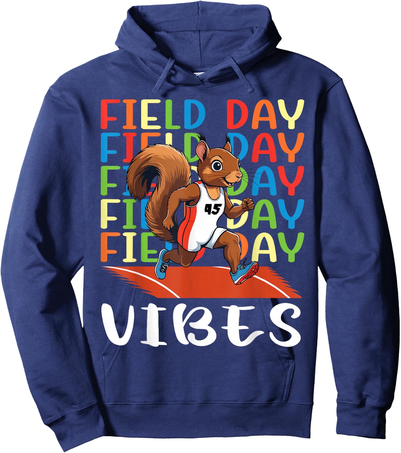 Field Day Field Day Field Day Vibes Running Squirrel Athlete Hoodie - Hoodie | Navy