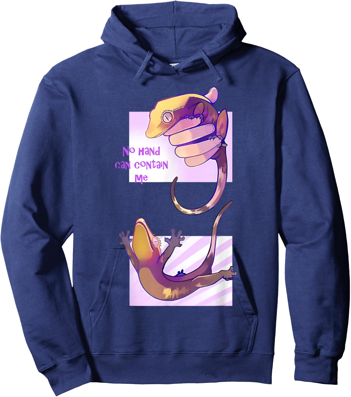 No Hand Can Contain Me Funny Gecko Hoodie - Hoodie | Navy
