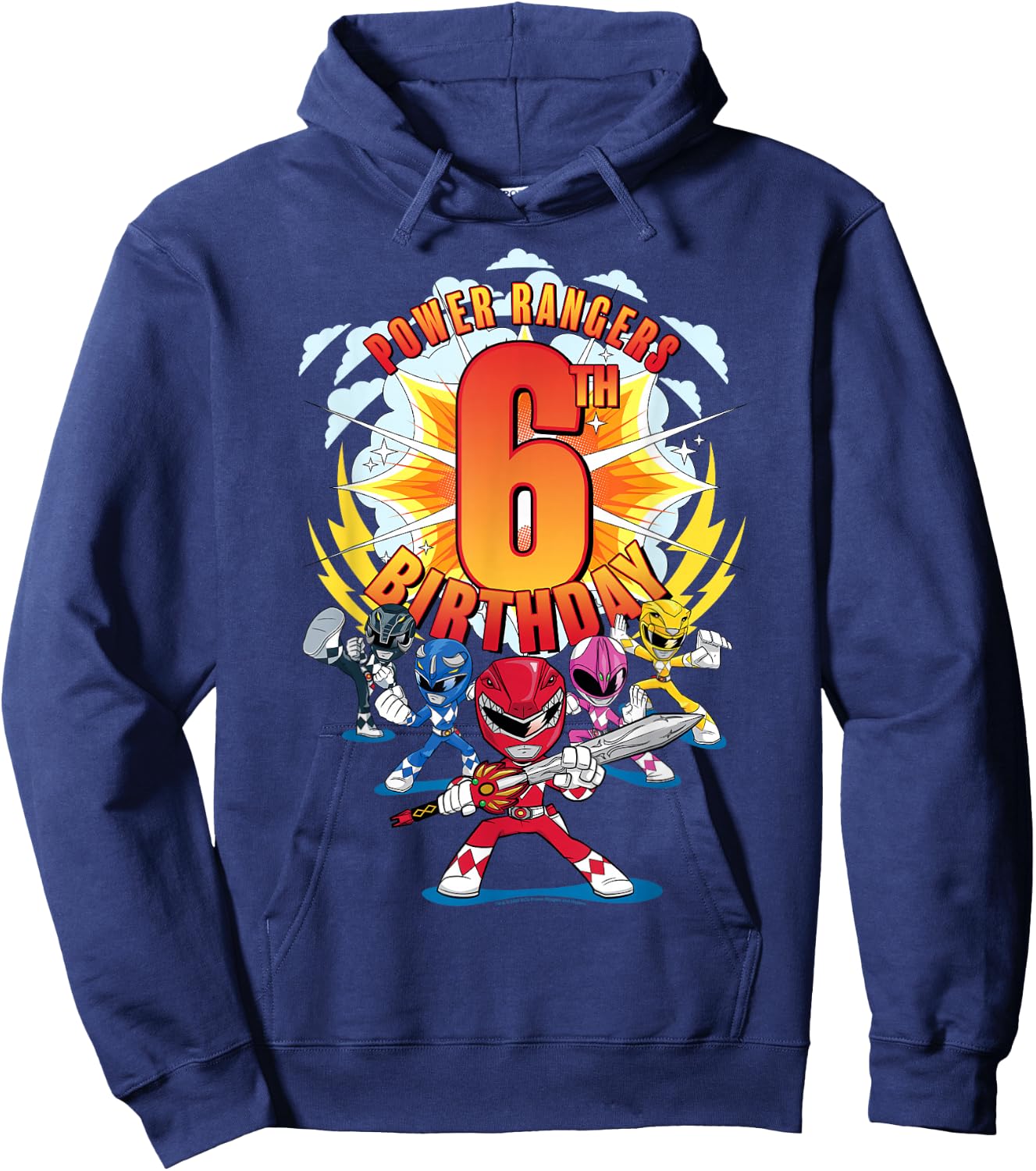 Power Rangers Awesome 6th Birthday Mini Action Shot Hoodie - Hoodie | Navy