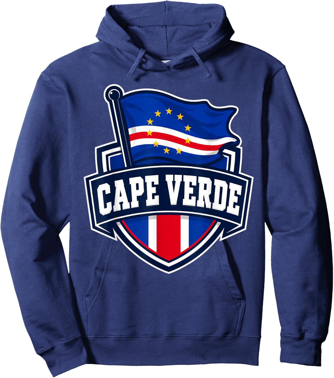 Cape Verde Patriotic Flag Shield Emblem Sport Fan Hoodie - Hoodie | Navy