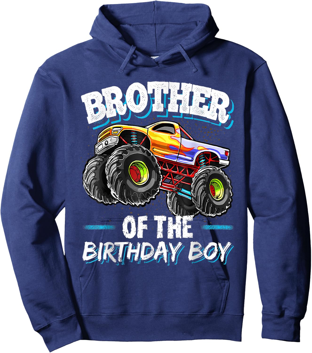 Brother of the Birthday Boy Monster Truck Birthday Great Hoodie - Hoodie | Navy