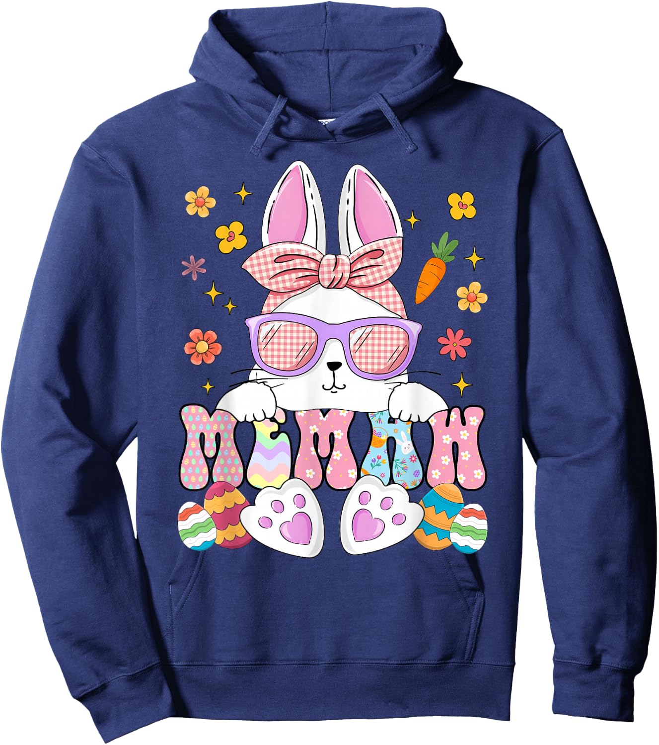 Happy Easter Day Memaw Bunny Matching Family Easter Party Hoodie - Hoodie | Navy