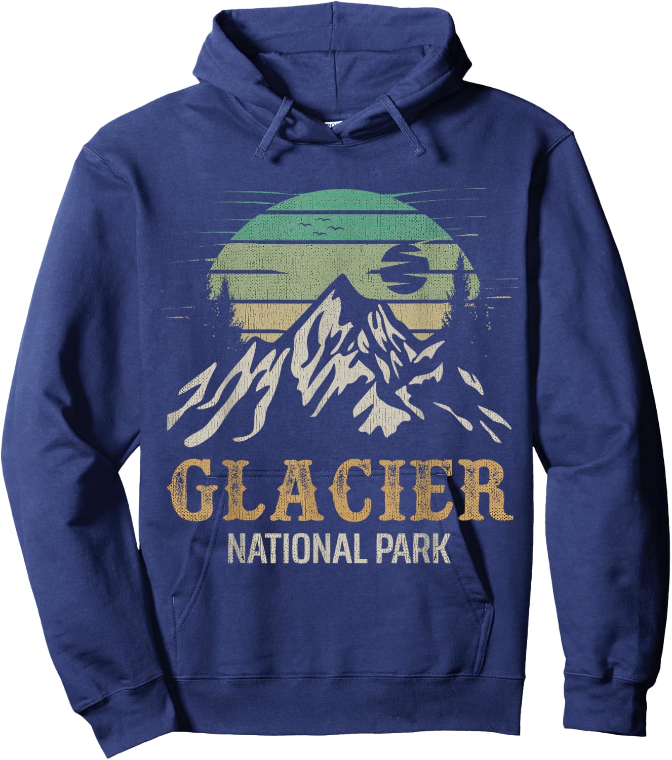 Glacier National Park Merchandise Retro Glacier Souvenirs Hoodie - Hoodie | Navy
