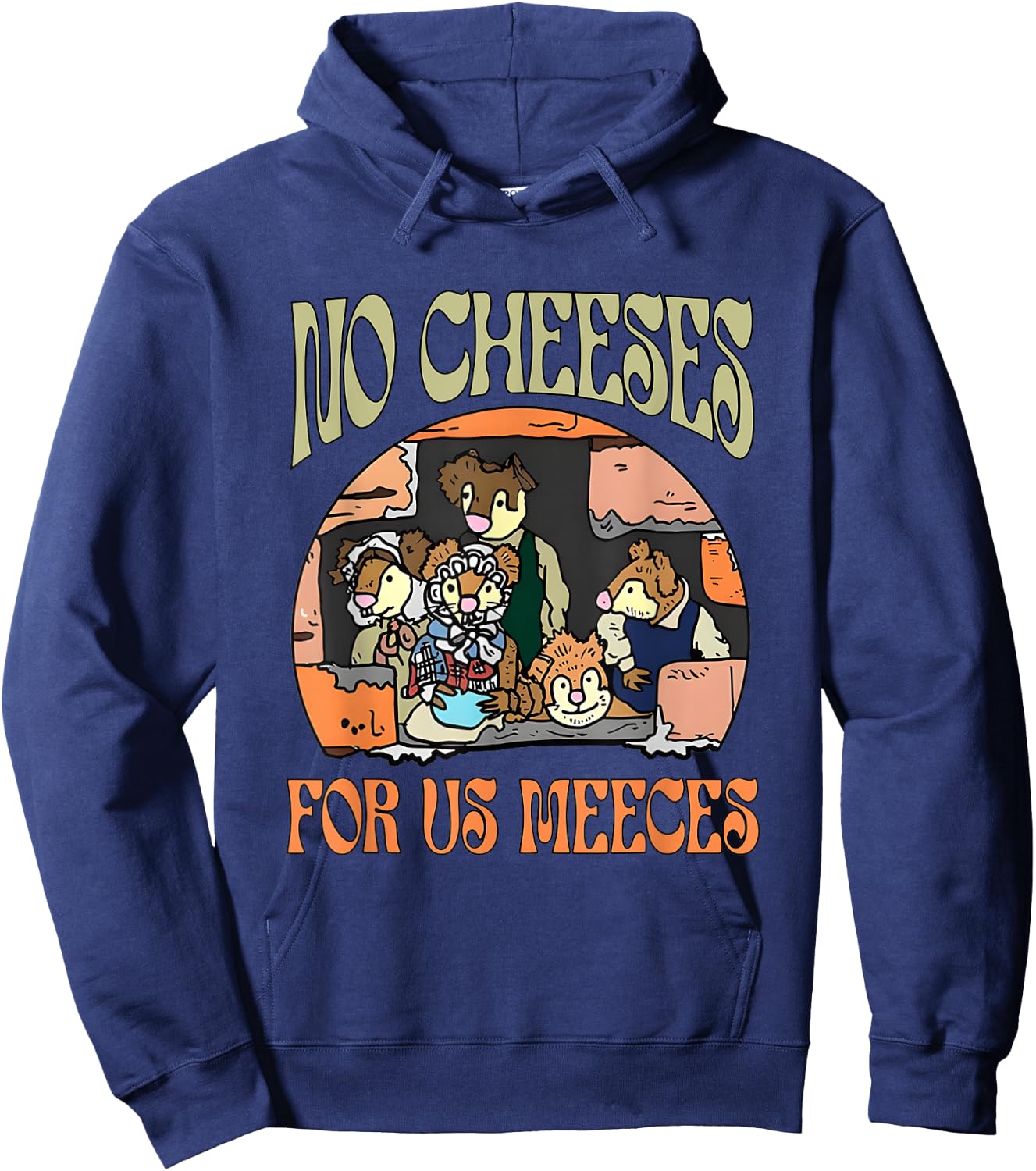 No Retro Cheeses For Us Party Meeces Christmas Holiday Hoodie - Hoodie | Navy