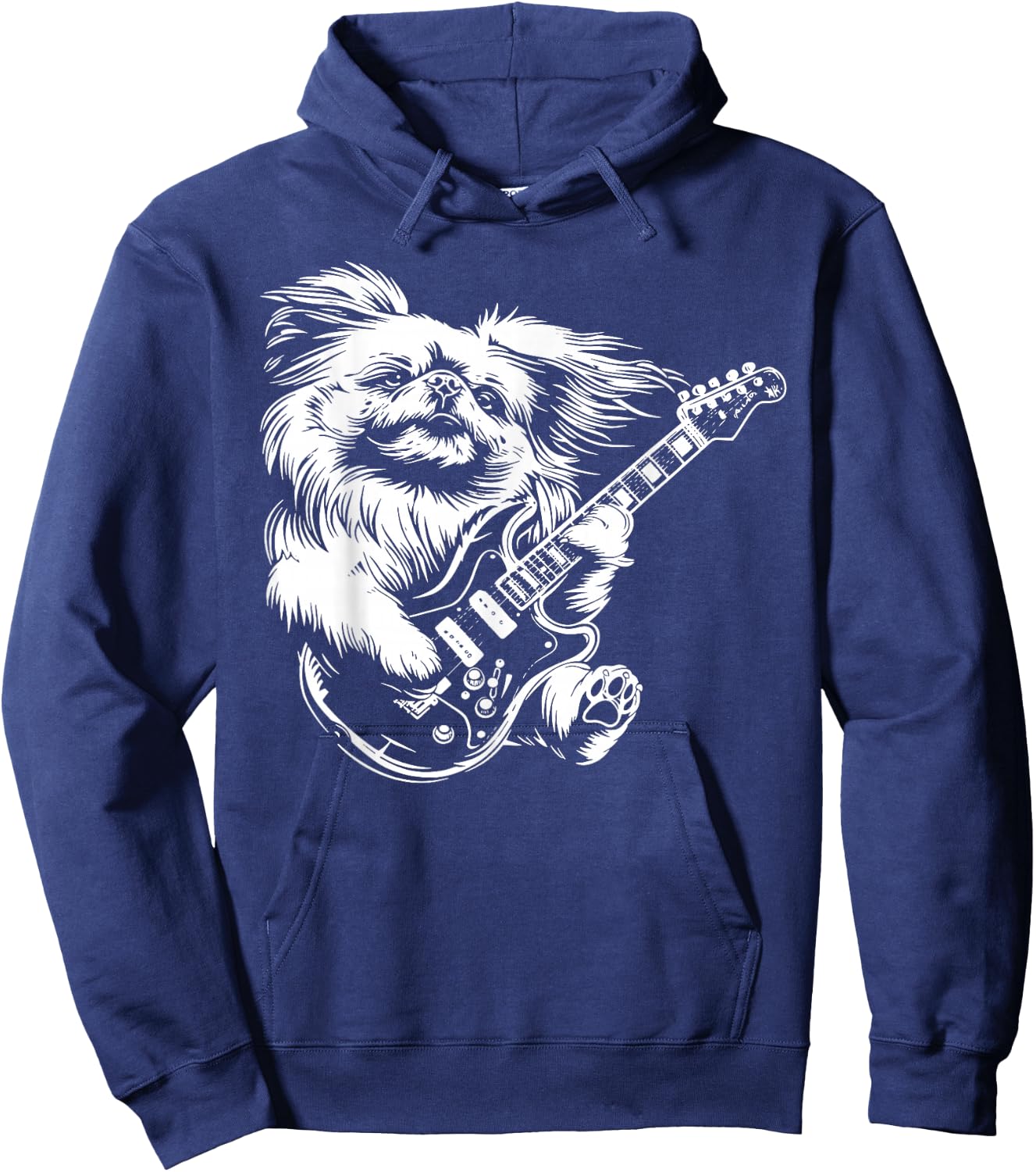 Dog Guitarist Guitar - Pekingese Dad Mom Men Women Hoodie - Hoodie | Navy