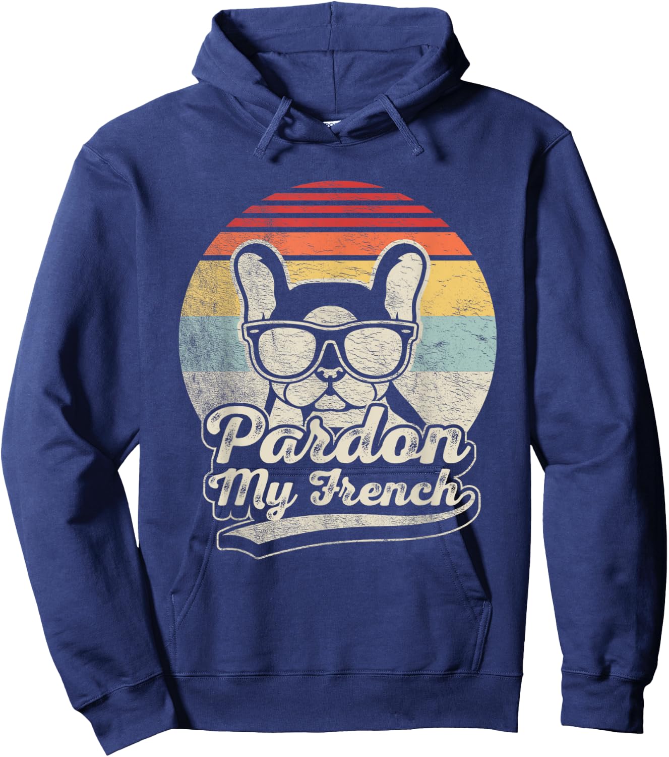 Retro Vintage Pardon My French Frenchie French Bulldog Hoodie - Hoodie | Navy