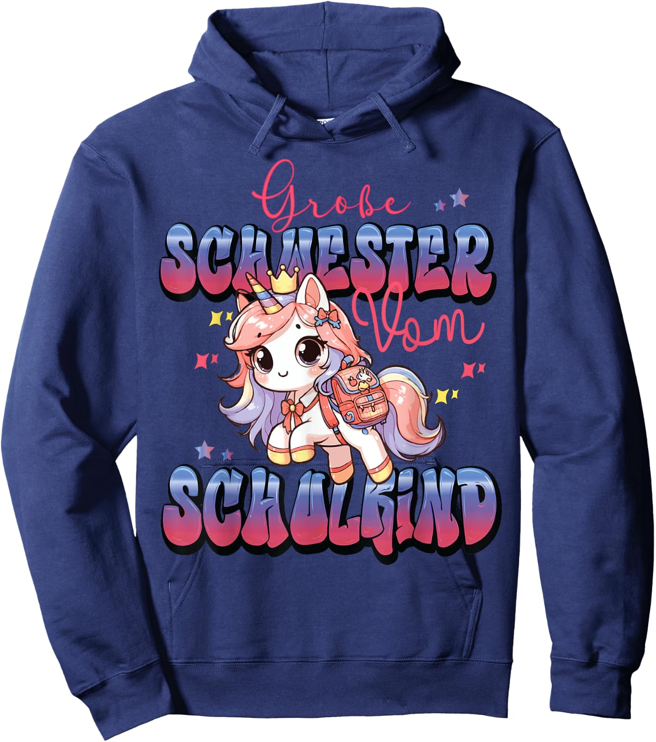 Süßes Einhorn Große Schwester von Schulkind Einschulung Hoodie - Hoodie | Navy