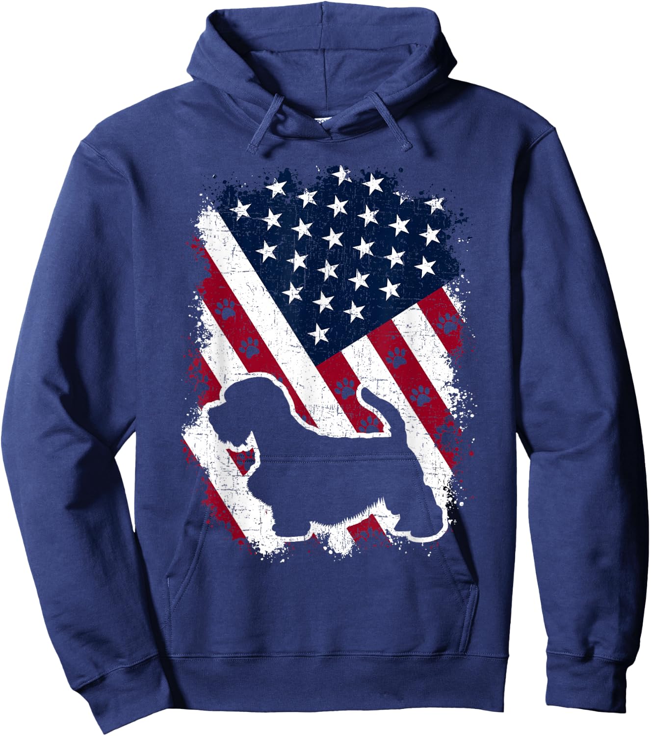 American US Flag Sealyham Terrier Dog Lover 4th of July Hoodie - Hoodie | Navy
