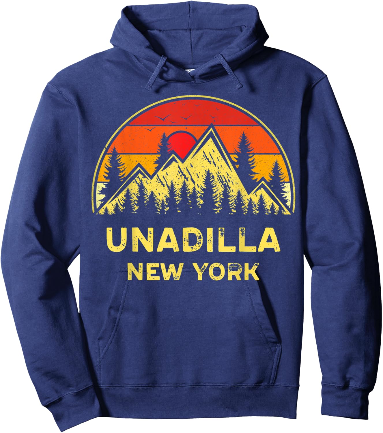 Vintage Unadilla New York NY Mountains Hiking Hike Souvenir Hoodie - Hoodie | Navy