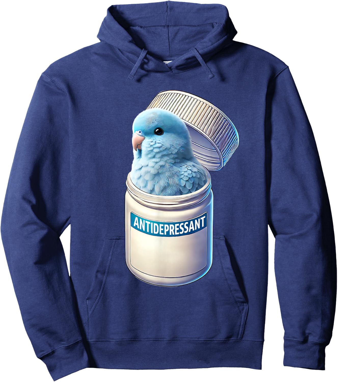 Funny Antidepressant Blue Parrotlet Parrot Lover Meme Hoodie - Hoodie | Navy