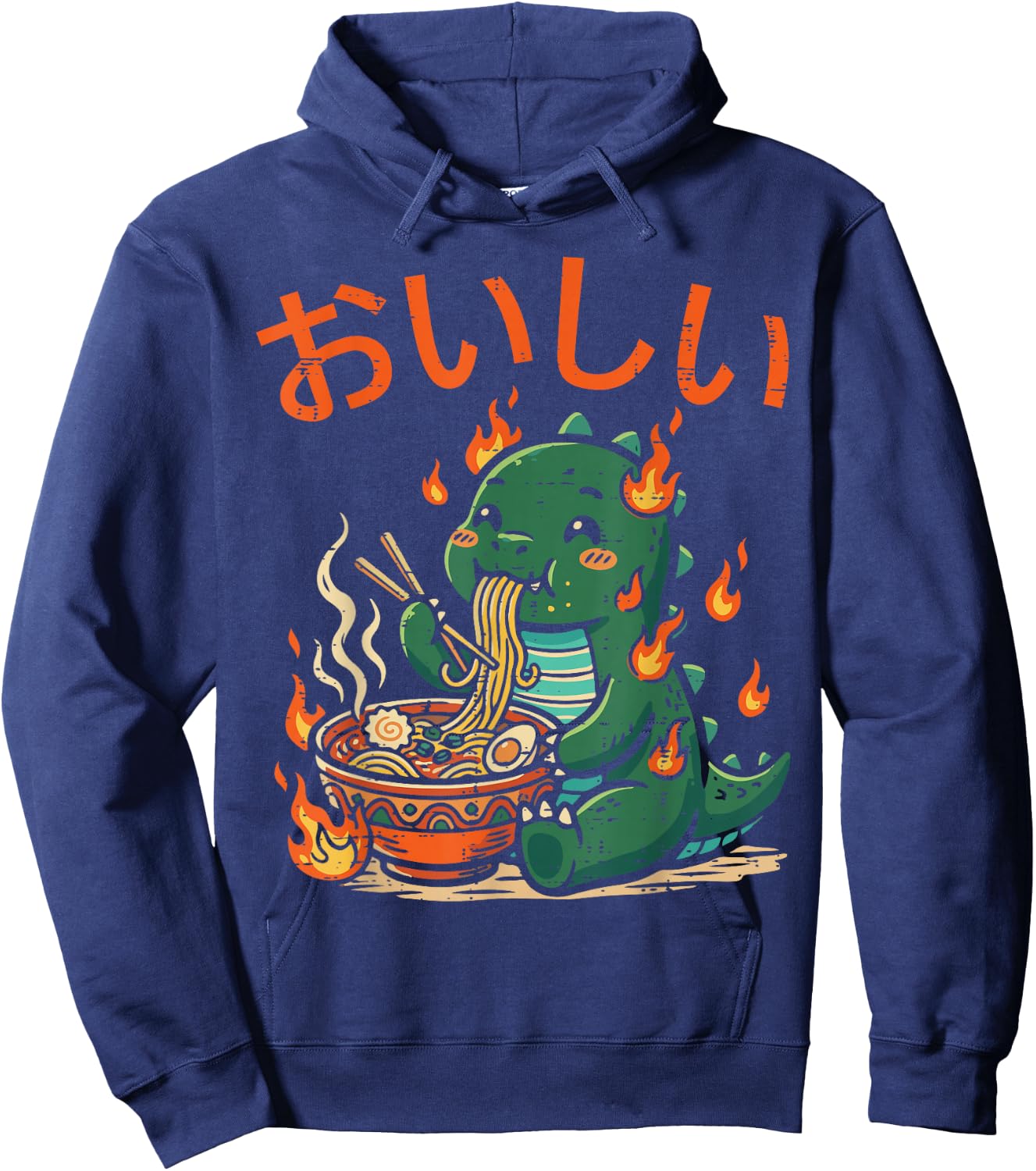 Dino Kaiju Monster Ramen Cute Japanese Kids Women Men Hoodie - Hoodie | Navy