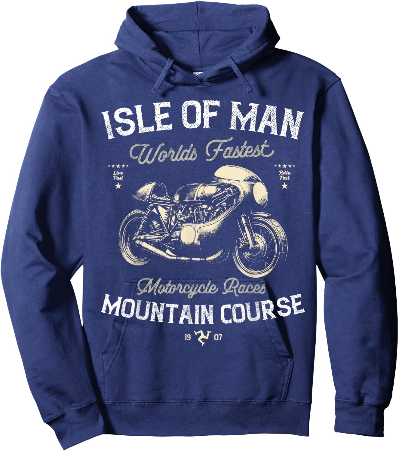 Retro Isle of Man TT Races Vintage Motorcycle Race , black Hoodie - Hoodie | Navy