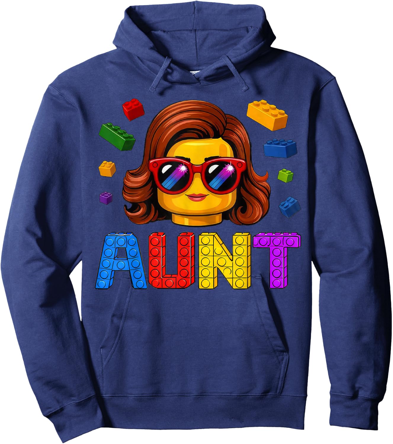 Family Aunt Master Builder Building Bricks Blocks MothersDay Hoodie - Hoodie | Navy